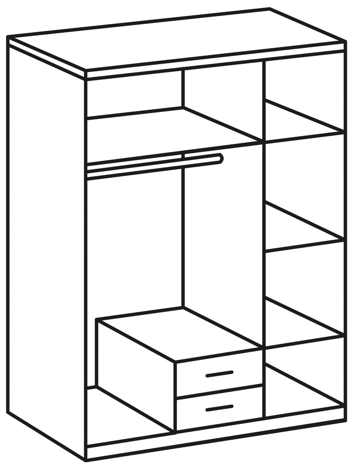 DREHTÜRENSCHRANK  in Weiß, Goldfarben  - Goldfarben/Weiß, Design, Glas/Holzwerkstoff (135/199/58cm) - Carryhome