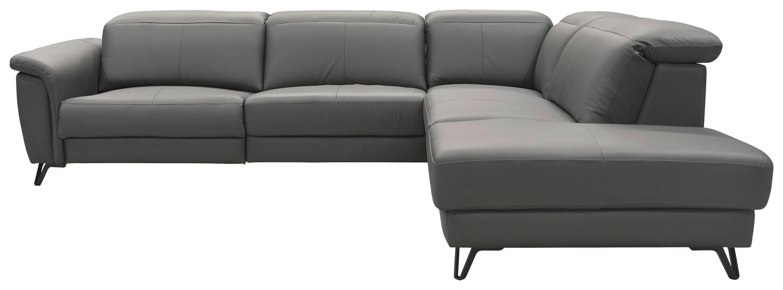 ROHOVÁ SEDAČKA, kůže, tmavě šedá - černá/tmavě šedá, Moderní, kov/dřevo (303/240cm) - Livetastic