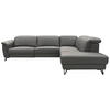 ECKSOFA in Echtleder Dunkelgrau  - Dunkelgrau/Schwarz, Modern, Leder/Holz (303/240cm) - Livetastic