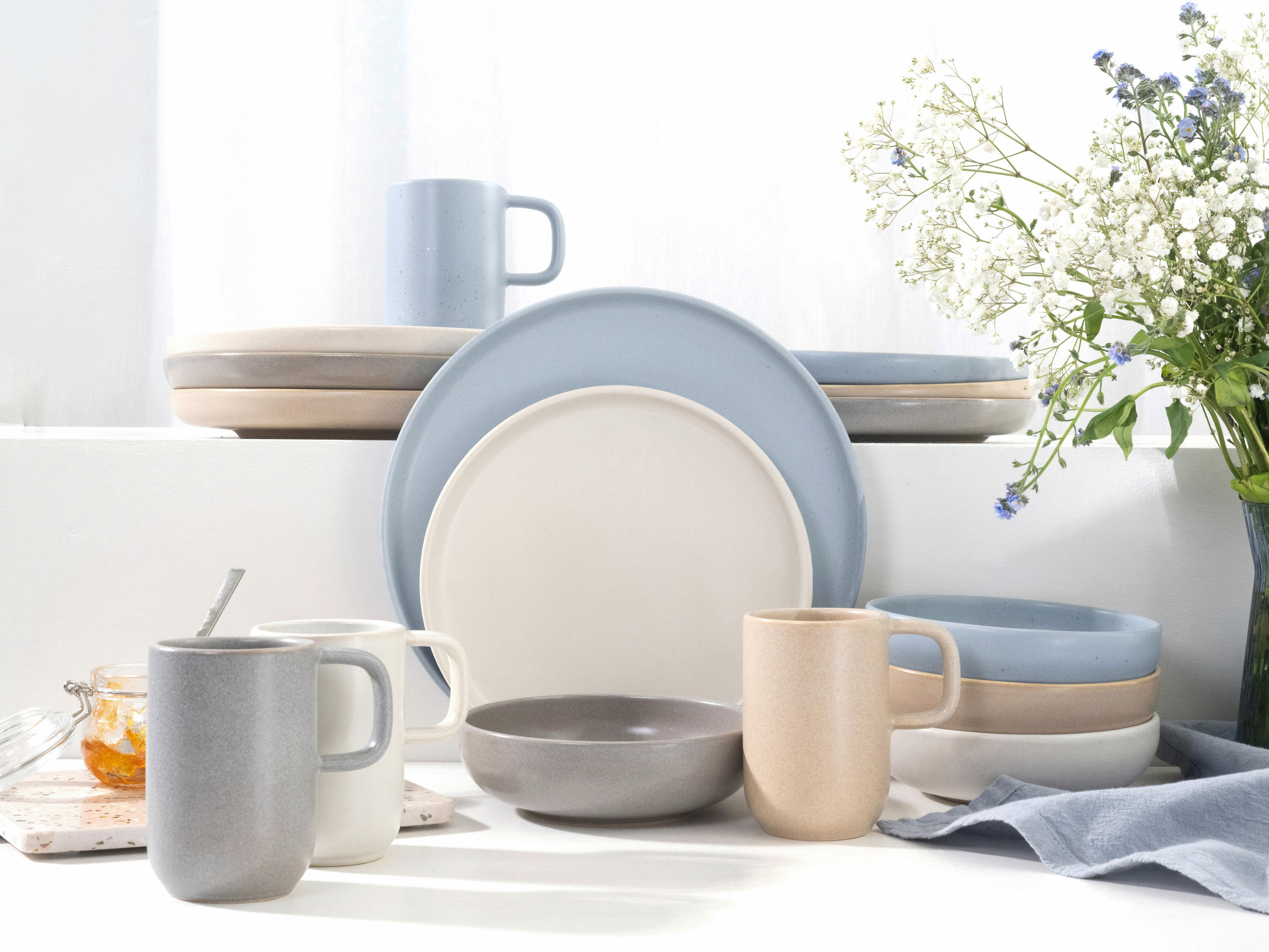 KOMBISERVICE Uno Nordic 16-teilig  - Sandfarben/Creme, Basics, Keramik - Creatable