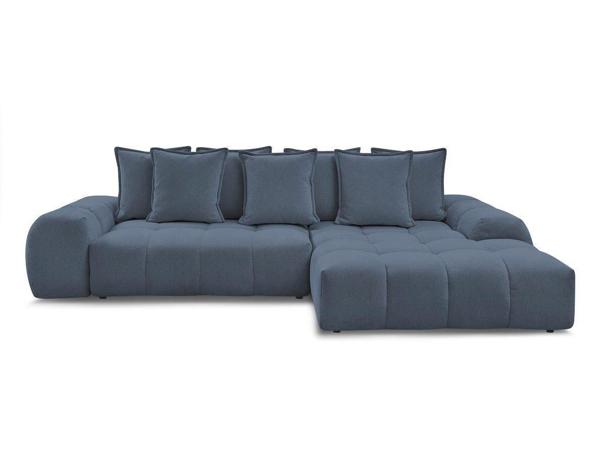 ECKSCHLAFSOFA EVEREST  mit Rücken echt, Armteil links, Armteil rechts Flachgewebe Dunkelblau  - Schwarz/Dunkelblau, MODERN, Kunststoff/Textil (318/180cm) - Livetastic