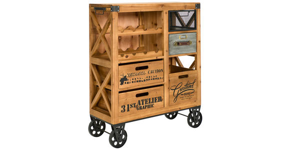 BARWAGEN Tanne massiv Grau, Naturfarben, Schwarz  - Schwarz/Naturfarben, LIFESTYLE, Holz/Metall (82,5/32,5/98cm) - Landscape