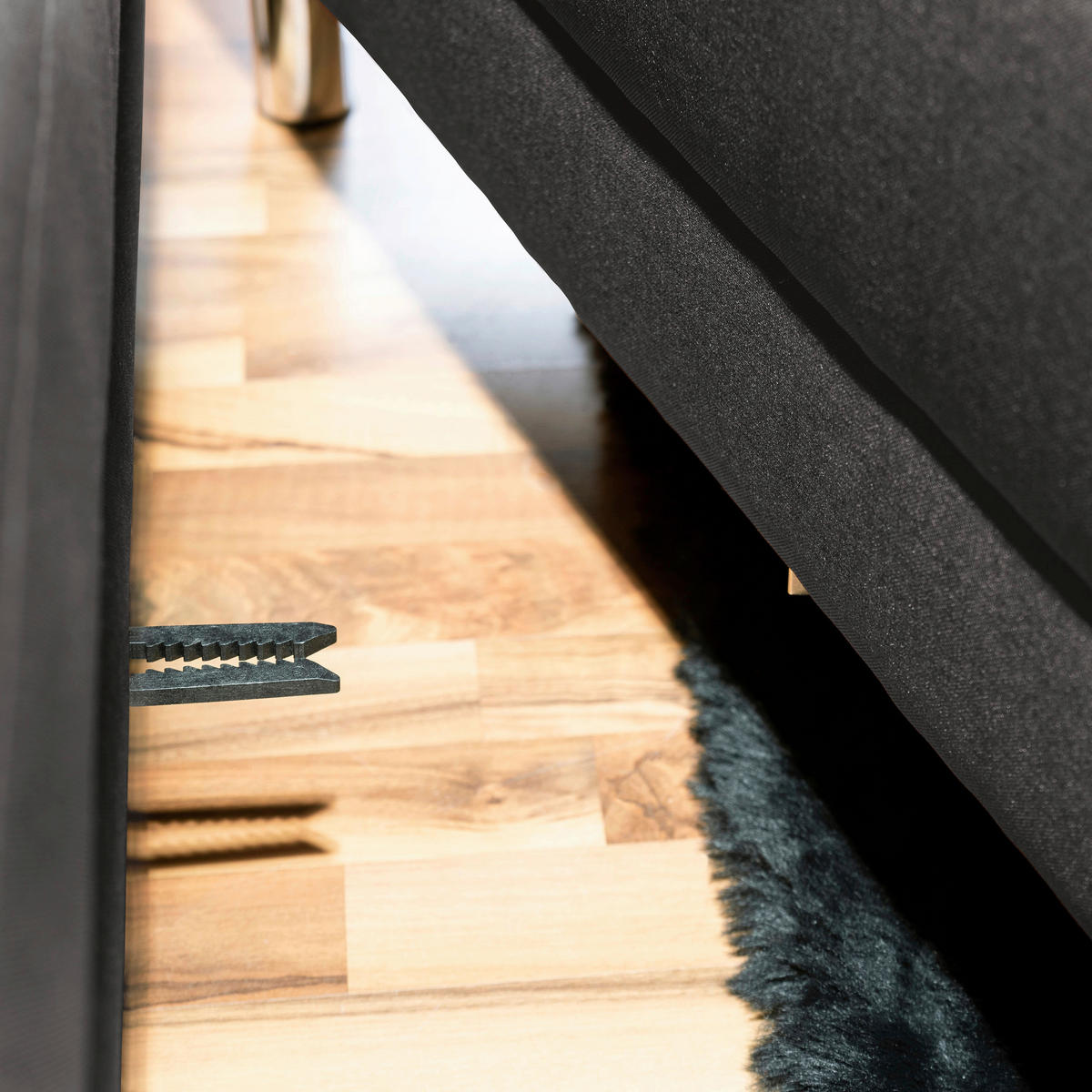 ECKSCHLAFSOFA inkl. Hocker in Anthrazit Textil   - Chromfarben/Anthrazit, Konventionell, Textil/Metall (152/230cm) - Max Winzer
