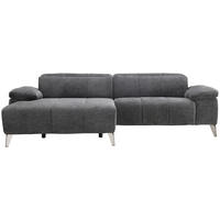 ECKSOFA Dunkelgrau Chenille  - Dunkelgrau/Silberfarben, Design, Textil/Metall (175/262cm) - Livetastic