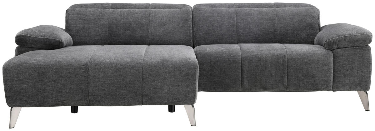 ECKSOFA Dunkelgrau Chenille  - Dunkelgrau/Silberfarben, Design, Textil/Metall (175/262cm) - Livetastic