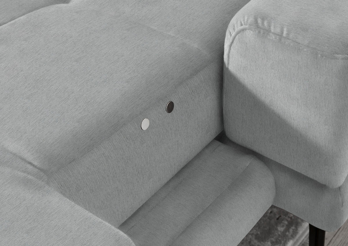 ECKSOFA in Flachgewebe Hellgrau  - Hellgrau/Schwarz, Design, Textil/Metall (309/190cm) - Beldomo Style