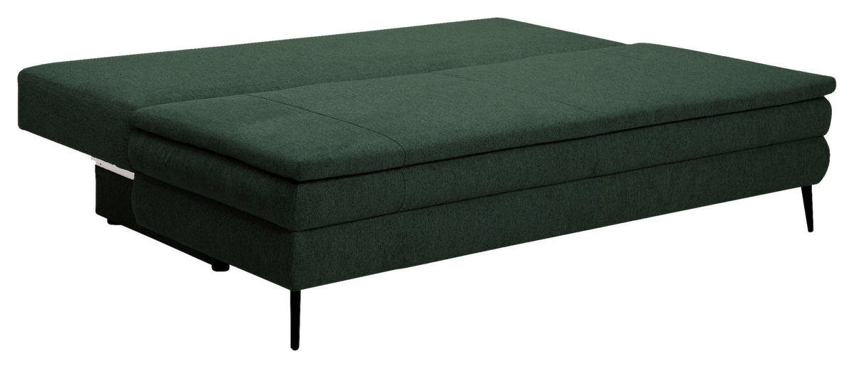 SCHLAFSOFA  mit Stoffauswahl, Liegefunktion Webstoff Dunkelgrün  - Dunkelgrün/Schwarz, Design, Kunststoff/Textil (200/90/100cm) - Venda
