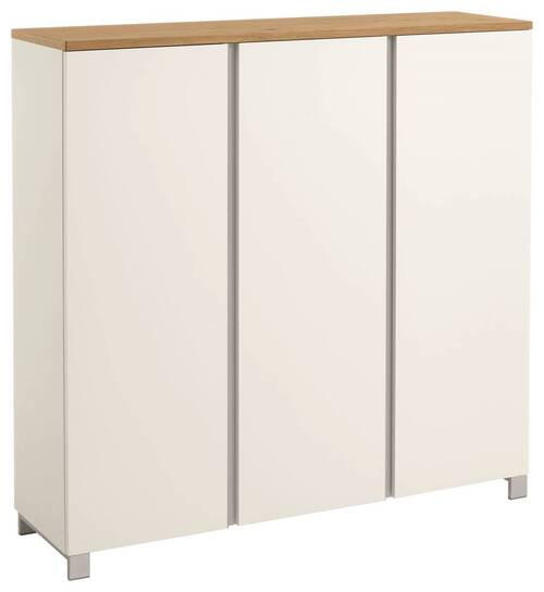 SCHUHSCHRANK Balkeneiche furniert Silberfarben, Weiß, Eichefarben  - Eichefarben/Silberfarben, Design, Holz/Holzwerkstoff (125/126/37cm)