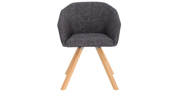 STUHL Flachgewebe, Lederlook Eiche massiv Anthrazit, Eichefarben, Schwarz - Eichefarben/Anthrazit, Design, Holz/Textil (62/81/56cm) - Dieter Knoll