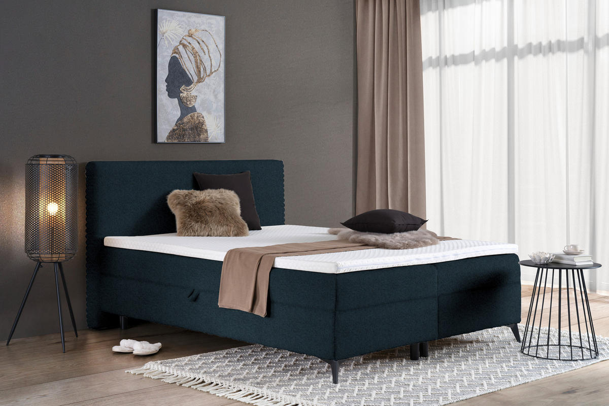 BOXBETT 180/200 cm  in Blau  - Blau/Schwarz, Design, Holz/Holzwerkstoff (180/200cm) - Xora