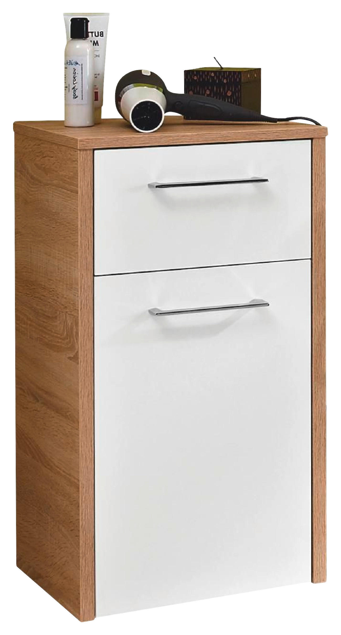 UNTERSCHRANK 40,6/71,8/32,8 cm   - Chromfarben/Eichefarben, Design, Holzwerkstoff/Metall (40,6/71,8/32,8cm) - Carryhome