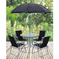 GARTENTISCHGRUPPE   - Schwarz, Modern, Glas/Kunststoff (75/70/75cm) - MID.YOU