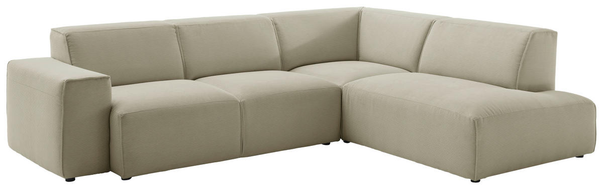 ECKSOFA in Cord Sandfarben  270/210 cm  - Sandfarben/Schwarz, Design, Kunststoff/Textil (270/210cm) - Pure Home Lifestyle