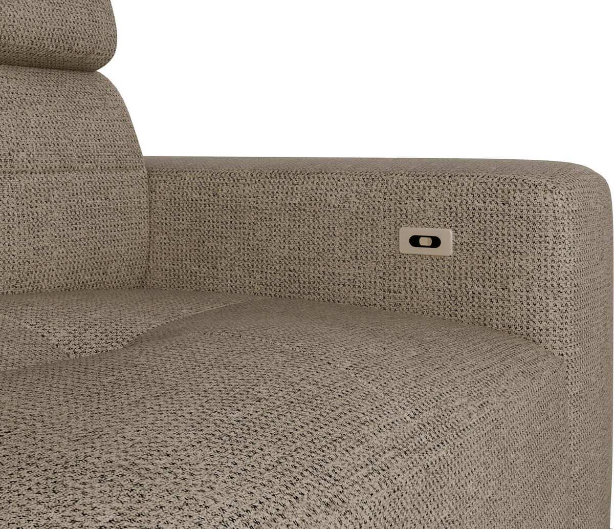 ECKSOFA in Chenille Beige  - Beige/Schwarz, Konventionell, Textil/Metall (178/264cm) - Hom`in