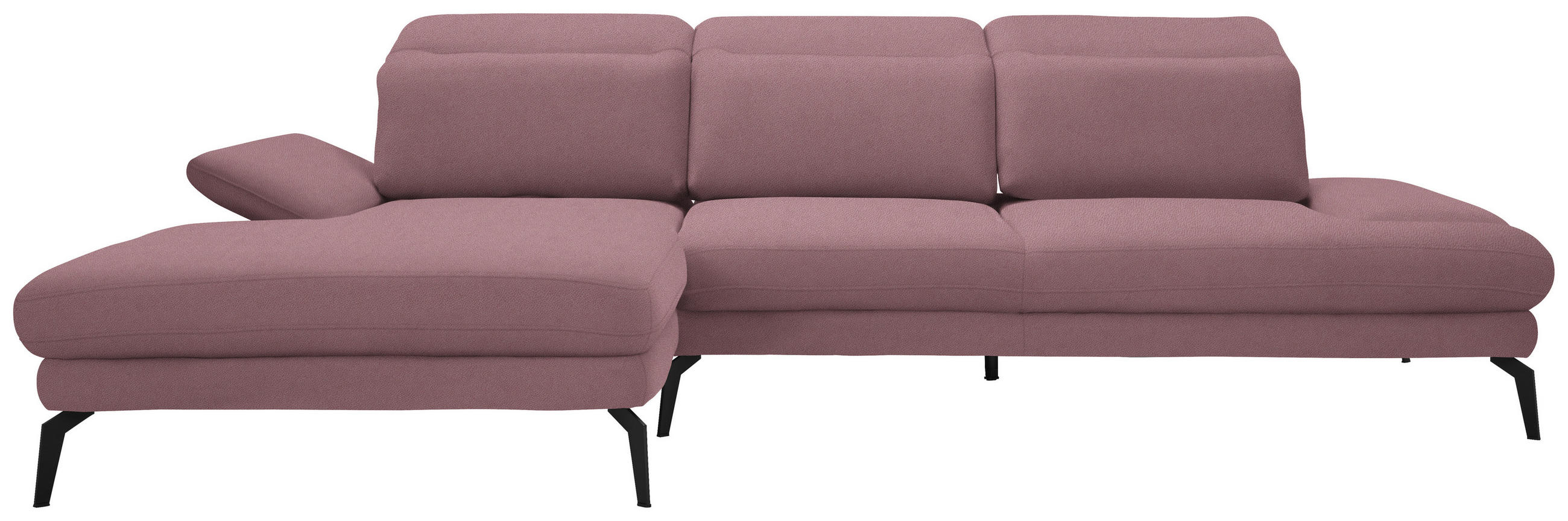 ECKSOFA in Flachgewebe Rosa  - Schwarz/Rosa, Design, Textil/Metall (180/289cm) - Stylife