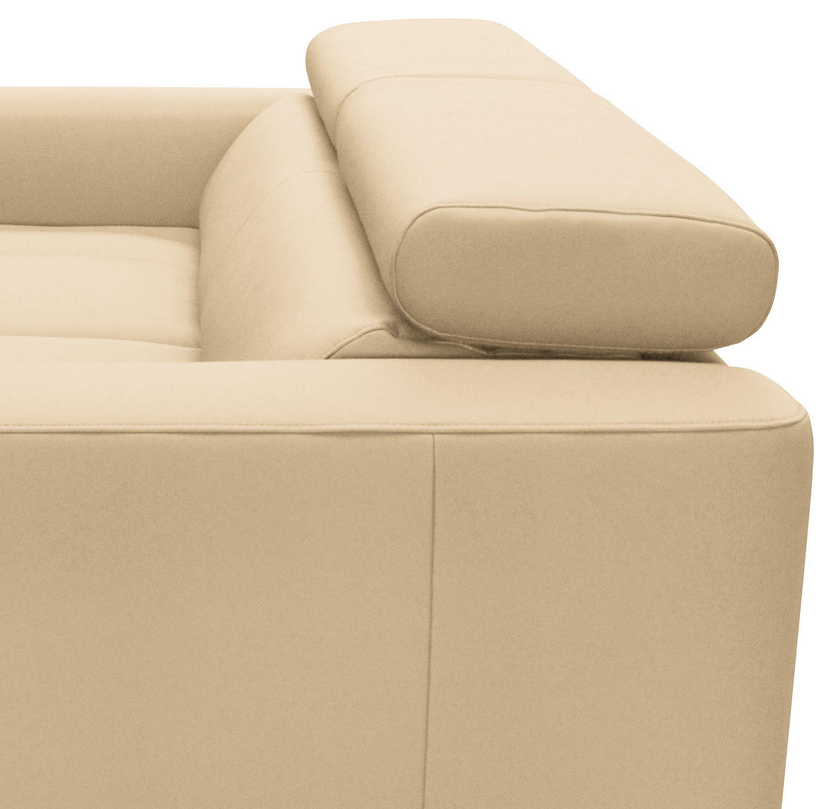SCHLAFSOFA Beige Echtleder Lederlook  - Beige/Silberfarben, Design, Leder/Textil (206/95/101cm) - Livetastic