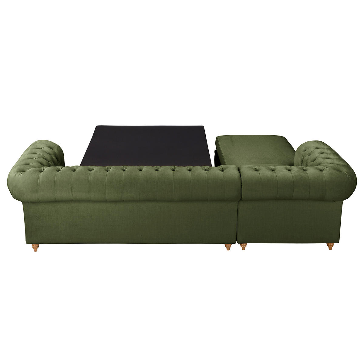ECKSOFA Mikrofaser Dunkelgrün  - Dunkelgrün/Braun, Design, Holz/Textil (182/284cm) - P & B