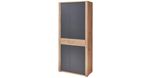 GARDEROBE 5-teilig  in 260/199/38 cm  - Graphitfarben/Eiche Artisan, Design, Holzwerkstoff/Textil (260/199/38cm) - Xora