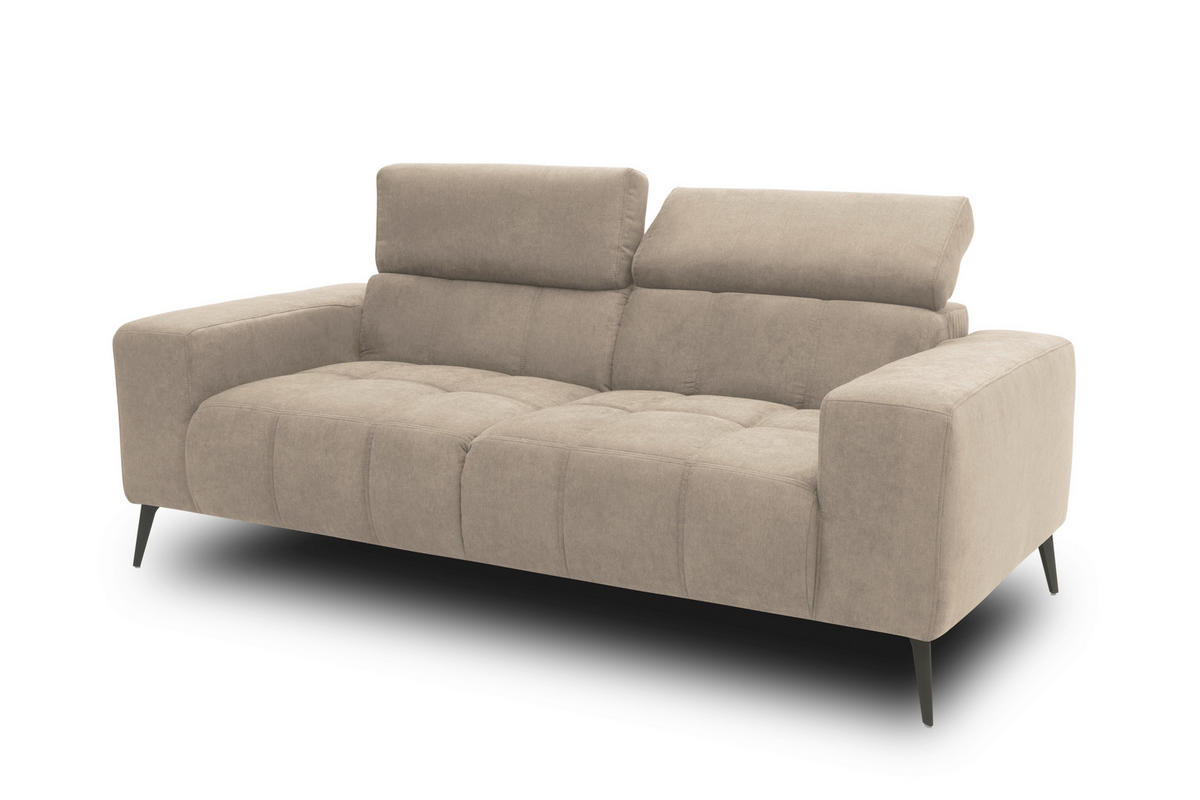 2-SITZER-SOFA TRENTO Mikrofaser Taupe  - Taupe/Dunkelgrau, MODERN, Textil/Metall (208/79/104cm) - MID.YOU