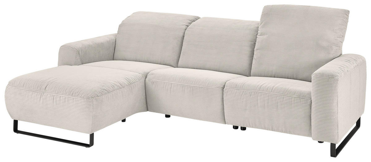ECKSOFA in Cord Creme  - Creme/Schwarz, Konventionell, Textil/Metall (180/266cm) - Hom`in