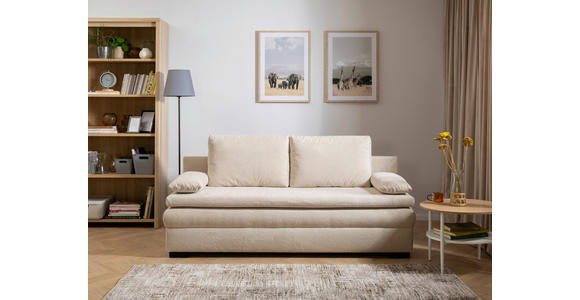 SCHLAFSOFA  mit Liegefunktion, Schlafen auf Sitzhöhe, Rücken echt Struktur Beige  - Beige/Schwarz, KONVENTIONELL, Kunststoff/Textil (195/93/83cm) - Carryhome