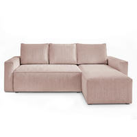 ECKSOFA Rosa Cord Rückenkissen, Bettkasten, Schlaffunktion, Rücken echt, Liegefläche im Originalstoff  - Schwarz/Rosa, MODERN, Kunststoff/Textil (232/140cm) - Xora