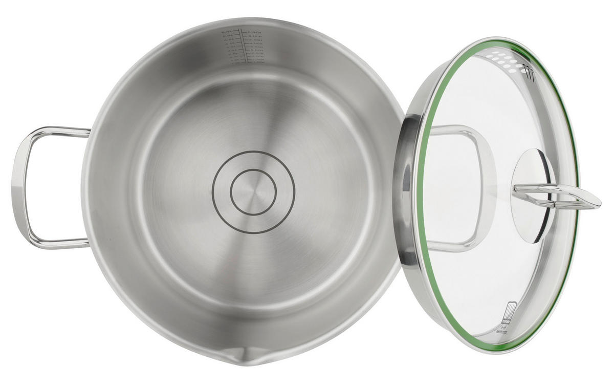 OALĂ PENTRU CARNE 5,5 l  - culoare inox, Design, sticlă/metal (24cm) - Chefkoch+Fackelmann