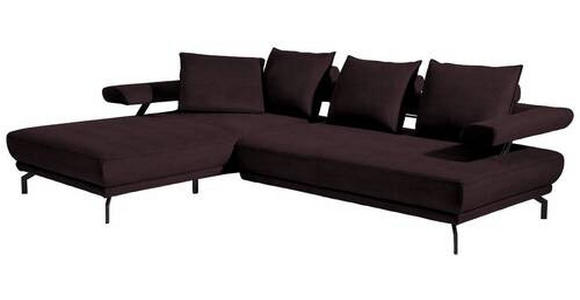 ECKSOFA in Mikrofaser Dunkelbraun 224/305 cm - Dunkelbraun/Schwarz, Design, Textil/Metall (224/305cm) - Dieter Knoll