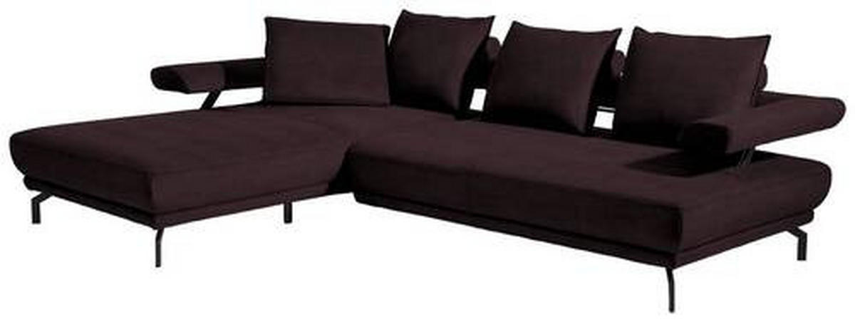 ECKSOFA in Mikrofaser Dunkelbraun  - Dunkelbraun/Schwarz, Design, Textil/Metall (224/305cm) - Dieter Knoll