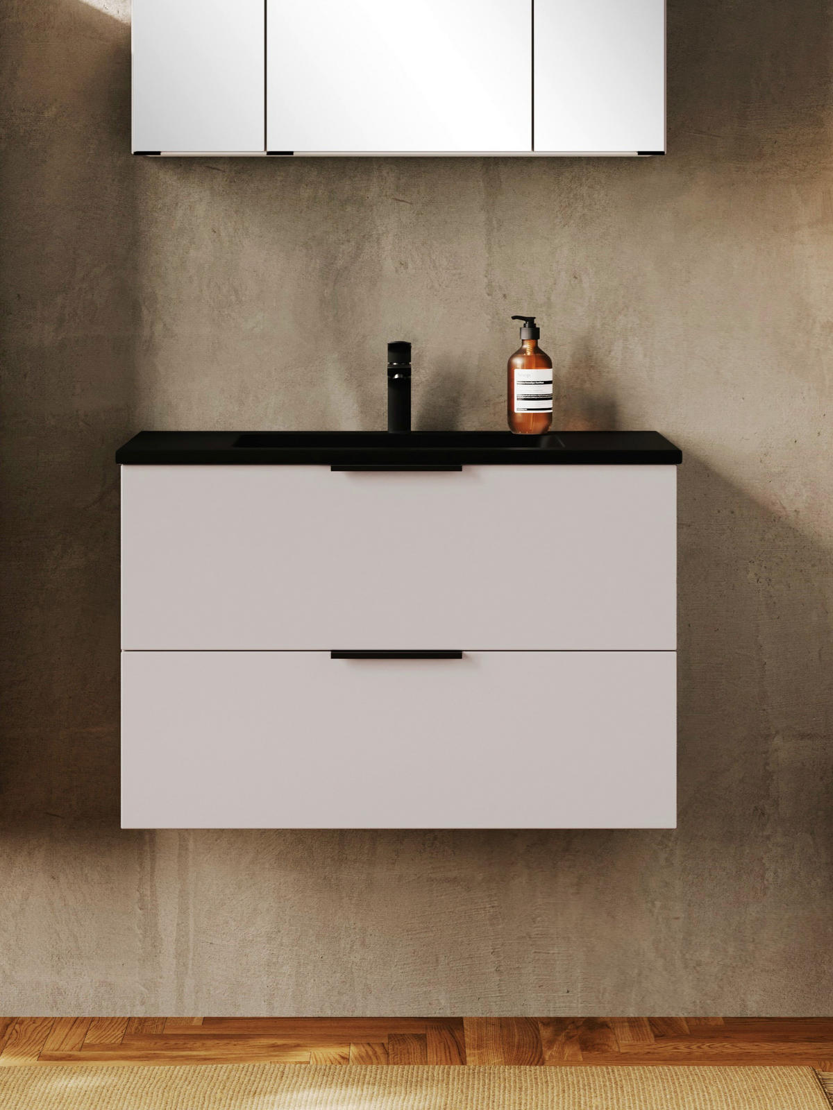 WASCHTISCHKOMBI  - Kaschmir/Schwarz, MODERN, Keramik/Holzwerkstoff (80/54/47cm) - Held