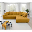 ECKSOFA Currygelb Cord Rückenkissen, Armlehnenkissen, Bettkasten, Schlaffunktion, Rücken echt, Liegefläche im Originalstoff  - Currygelb/Schwarz, KONVENTIONELL, Kunststoff/Textil (304/212cm) - Carryhome
