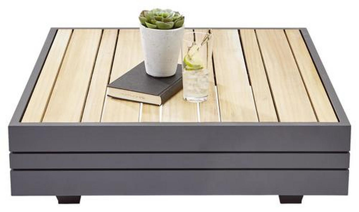 LOUNGETISCH 74/74/22,5 cm Holz, Metall  - Graphitfarben/Teakfarben, Design, Holz/Metall (74/74/22,5cm) - Zebra 
