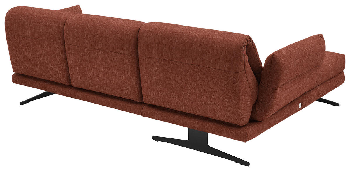 ECKSOFA in Flachgewebe Rostfarben  - Rostfarben/Schwarz, Design, Textil/Metall (176-217/279-327cm) - Dieter Knoll