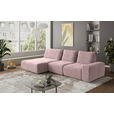 ECKSOFA in Velours Altrosa  - Schwarz/Altrosa, Design, Kunststoff/Textil (174/342cm) - Xora