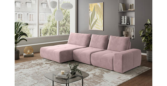 ECKSOFA in Velours Altrosa  - Schwarz/Altrosa, Design, Kunststoff/Textil (174/342cm) - Xora