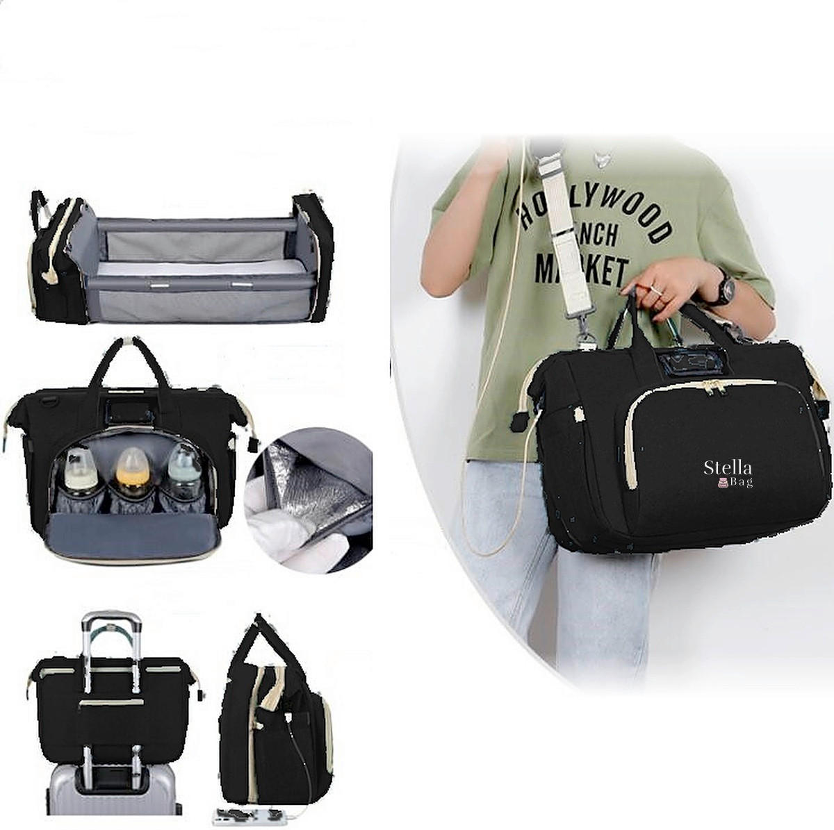 WICKELTASCHE Stella Bag  - Schwarz, Basics, Textil (40/30/20cm)