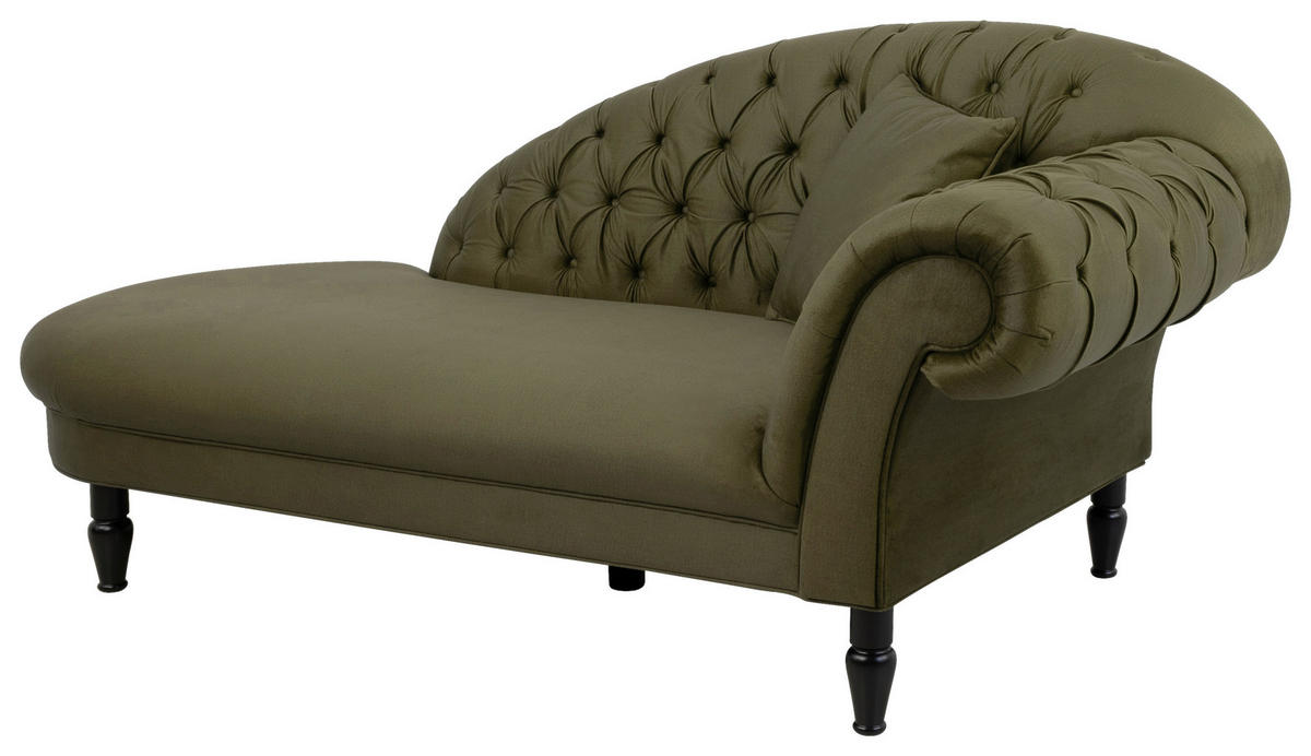 RÉCAMIERE Olivgrün Velours  - Schwarz/Olivgrün, Design, Holz/Textil (103/91/216cm) - MID.YOU