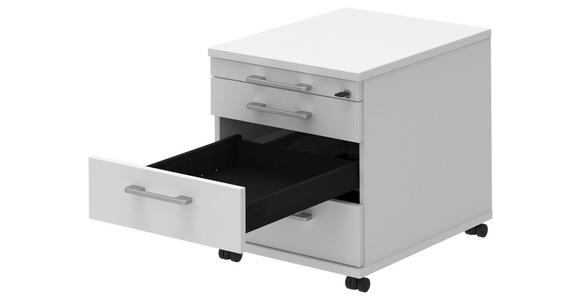 ROLLCONTAINER Weiß, Alufarben - Alufarben/Weiß, KONVENTIONELL, Holzwerkstoff/Metall (42,7/54,4/60cm) - Moderano