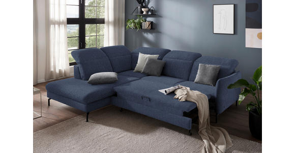 ECKSOFA in Flachgewebe Dunkelblau 233/299-313 cm - Schwarz/Dunkelblau, Design, Textil/Metall (233/299-313cm) - Dieter Knoll