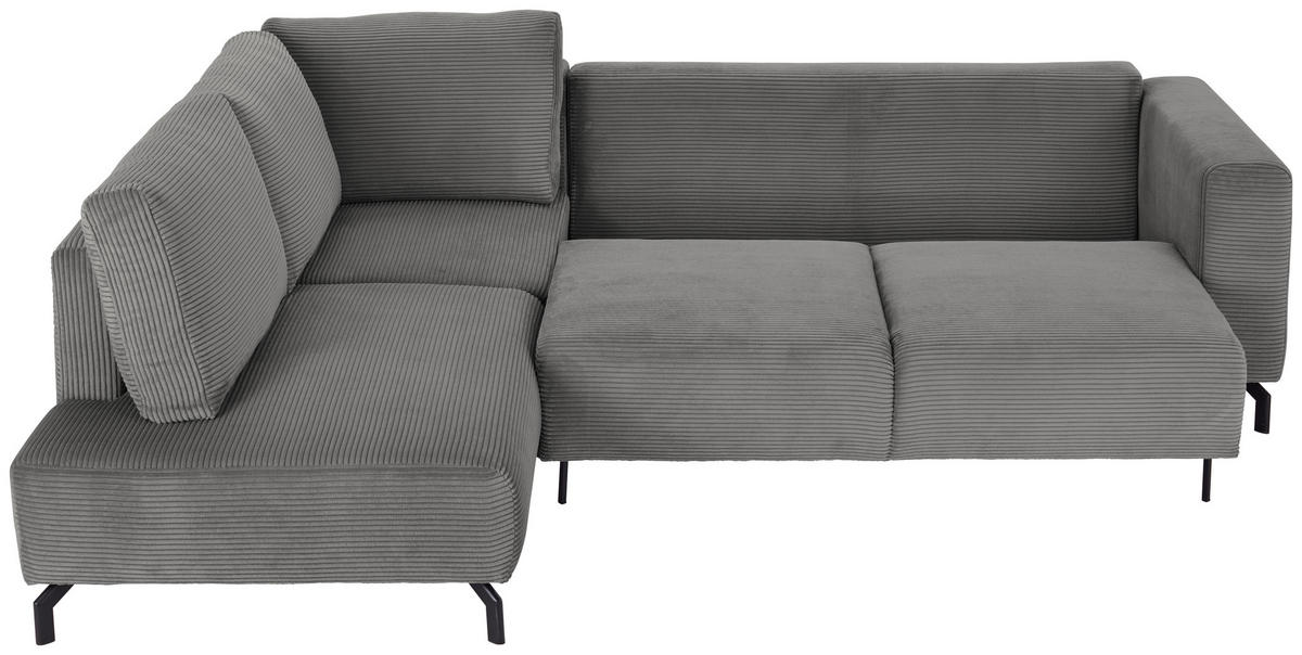 ECKSOFA Grau Cord  - Schwarz/Grau, MODERN, Textil (210/272cm) - P & B