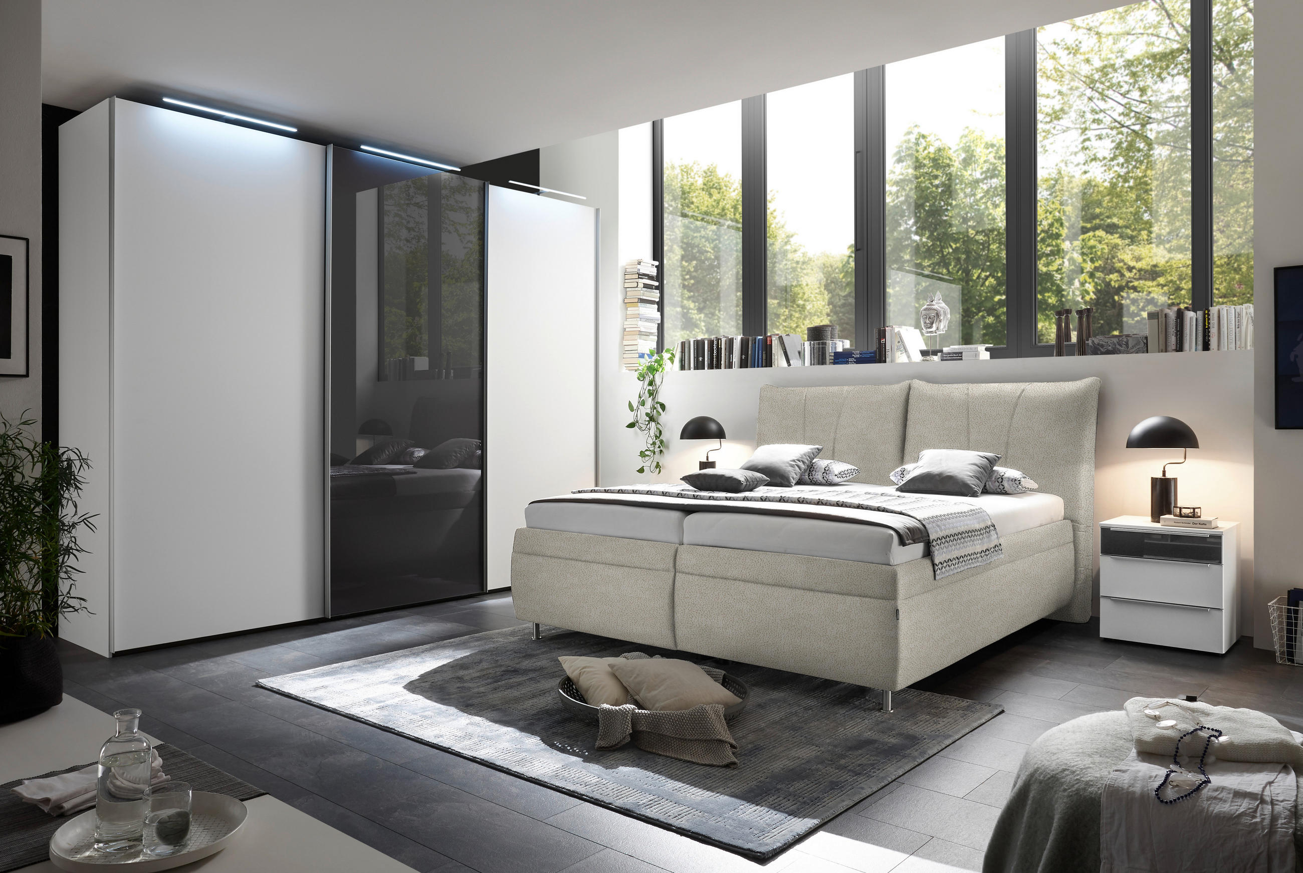 POLSTERBETT 180/200 cm  in Ecru  - Ecru/Weiss, Konventionell, Holz/Textil (180/200cm) - Dieter Knoll