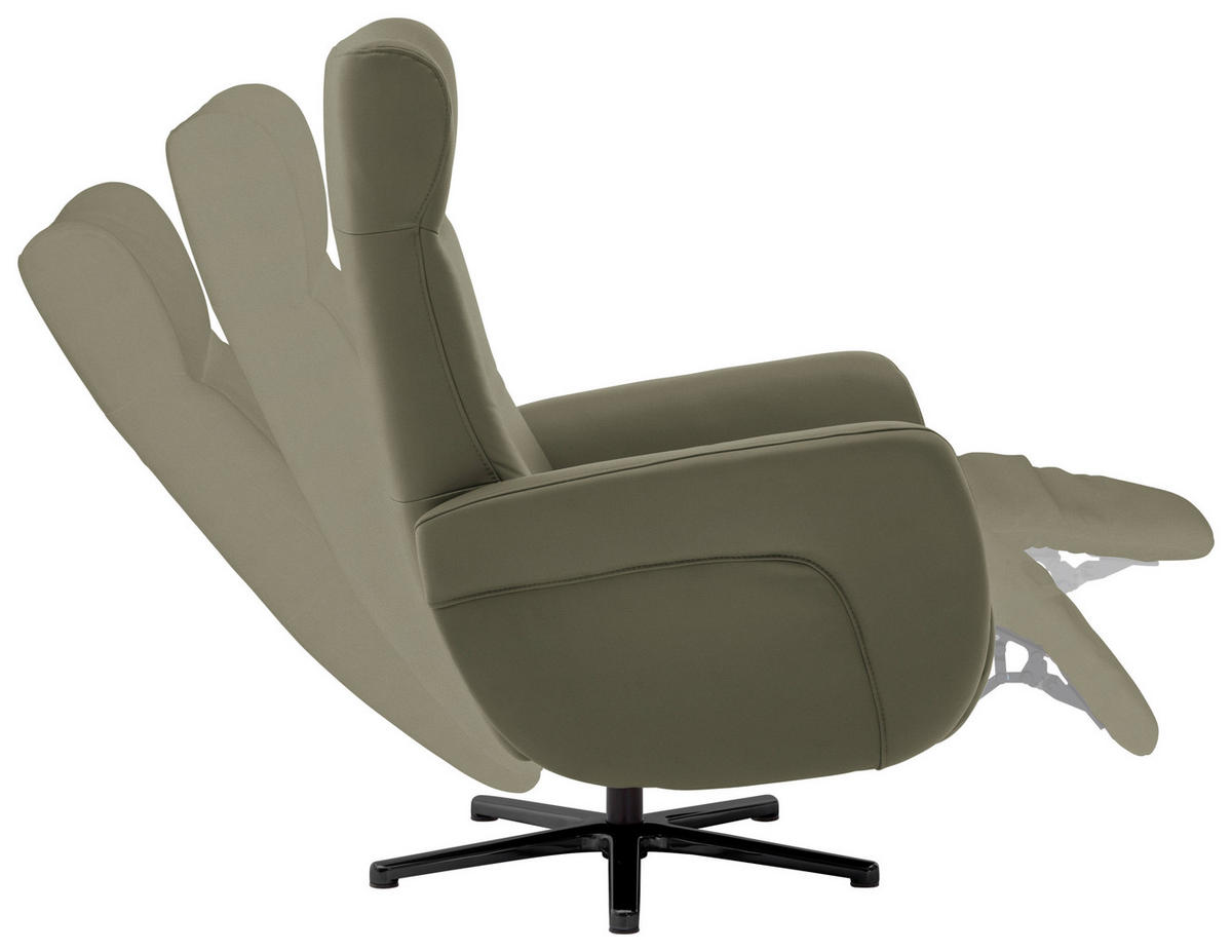 RELAXSESSEL in Leder Grau, Grün  - Schwarz/Grau, Design, Leder/Metall (76/114/83cm) - Beldomo Speed