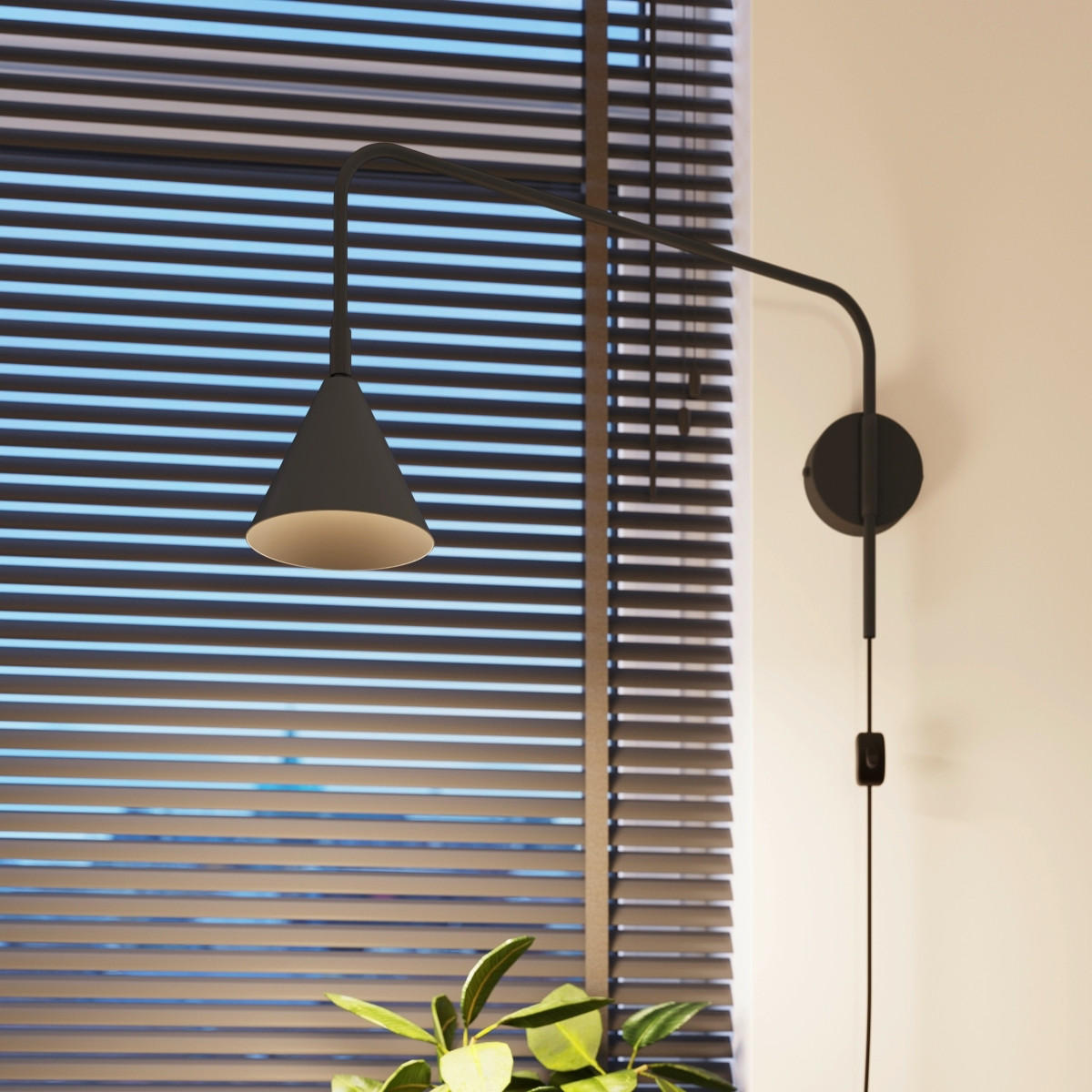 WANDLEUCHTE Nox 14/61/30 cm  - Schwarz, KONVENTIONELL, Metall (14/61/30cm)