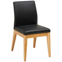 ŽIDLE, černá - barvy dubu/černá, Moderní, dřevo/kůže (48,5/86,5/60cm) - Livetastic