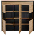 HIGHBOARD  in 146/140/42 cm  - Schwarz/Eiche Artisan, Design, Glas/Holzwerkstoff (146/140/42cm) - Hom`in
