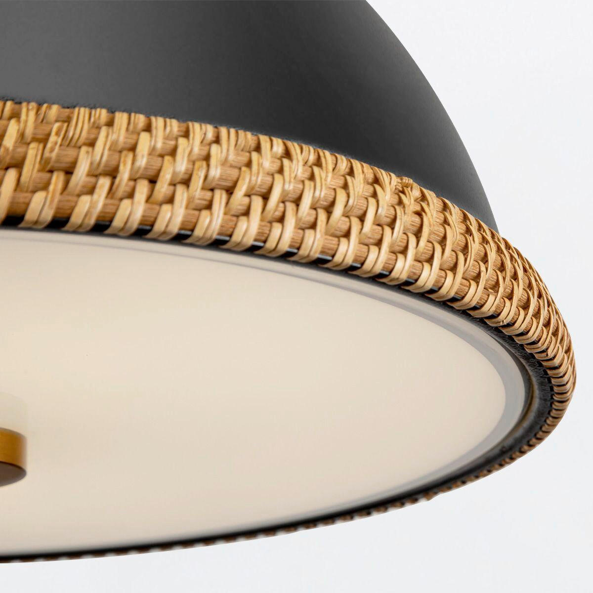 HÄNGELEUCHTE 32,4/41,7 cm  - Messingfarben/Schwarz, Natur, Glas/Holz (32,4/41,7cm) - Elstead Lighting