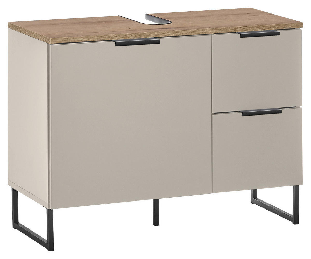 WASCHBECKENUNTERSCHRANK 80/60/35 cm  - Kaschmir/Eichefarben, KONVENTIONELL, Holzwerkstoff/Metall (80/60/35cm) - home24