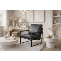 LOUNGESESSEL Lederlook Schwarz    - Schwarz, Design, Textil/Metall (65/90/81cm) - MID.YOU