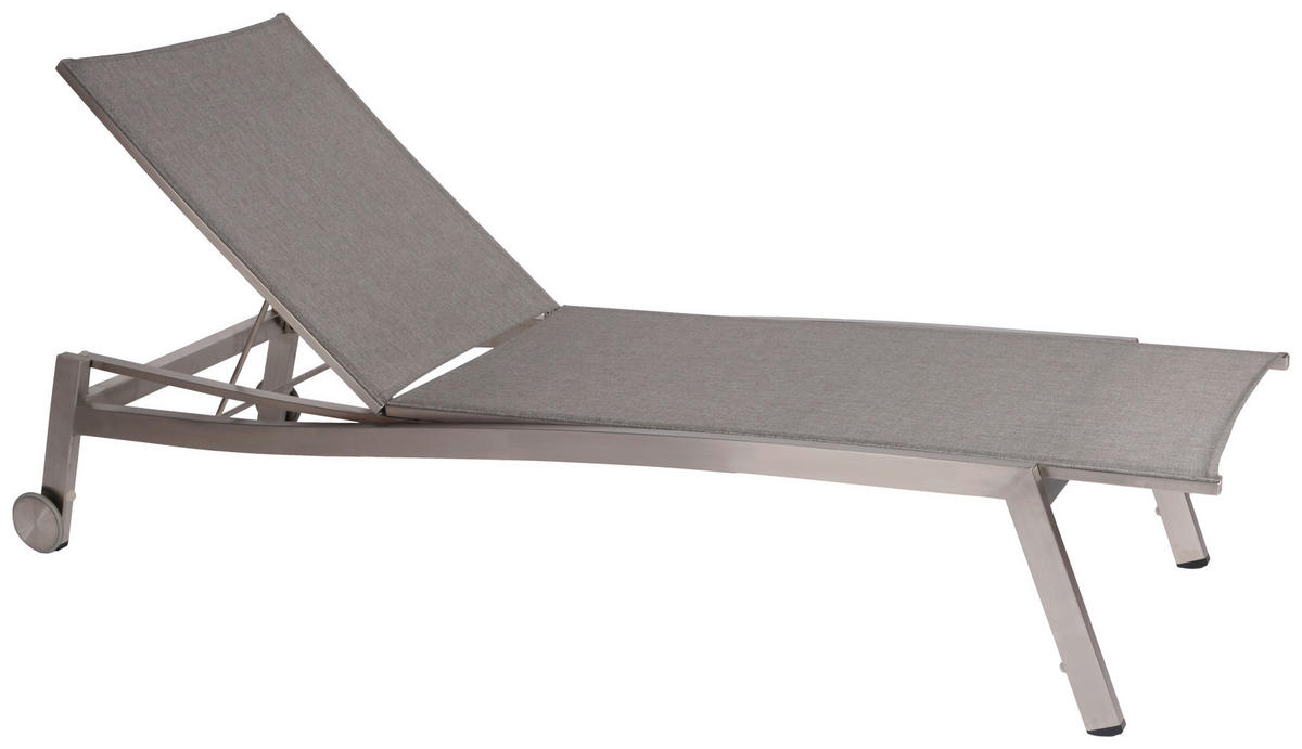 GARTENLIEGE 71/38/200 cm  - Edelstahlfarben/Grau, KONVENTIONELL, Textil/Metall (71/38/200cm) - Stern