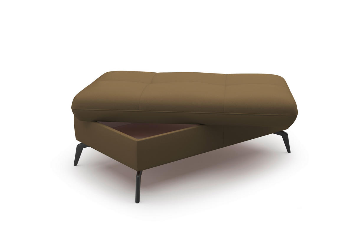 HOCKER in Leder Olivgrün  - Schwarz/Olivgrün, KONVENTIONELL, Leder/Metall (102/47/69cm) - Sit & More